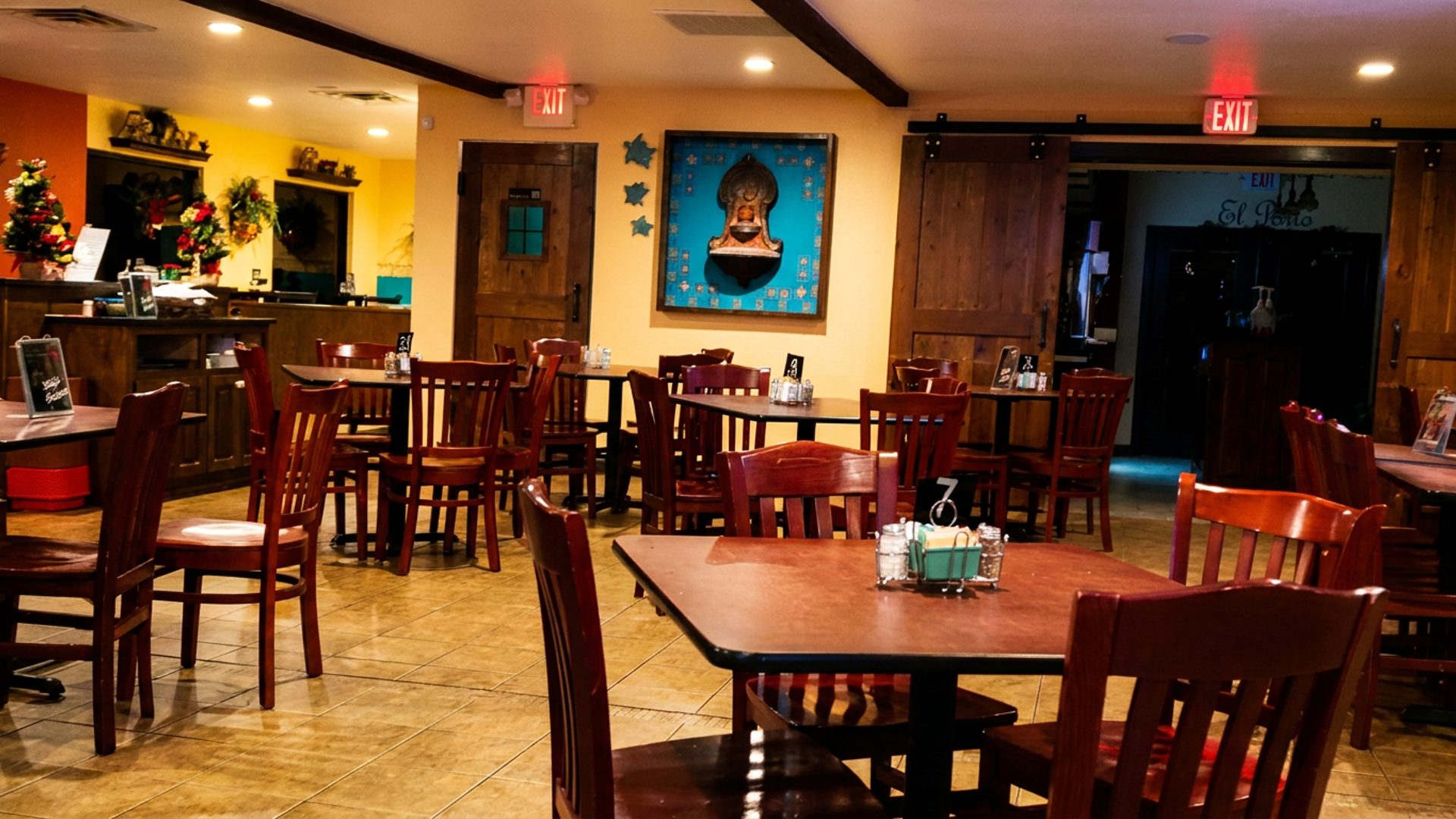Patio and indoor dining room