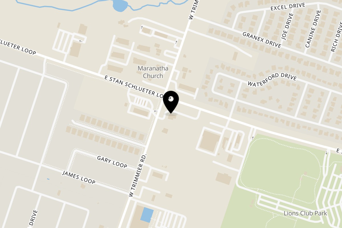 Map showing the location of Meno's Méxican Grill Schlueter Loop on 1100 E Stan Schlueter Loop in Killeen